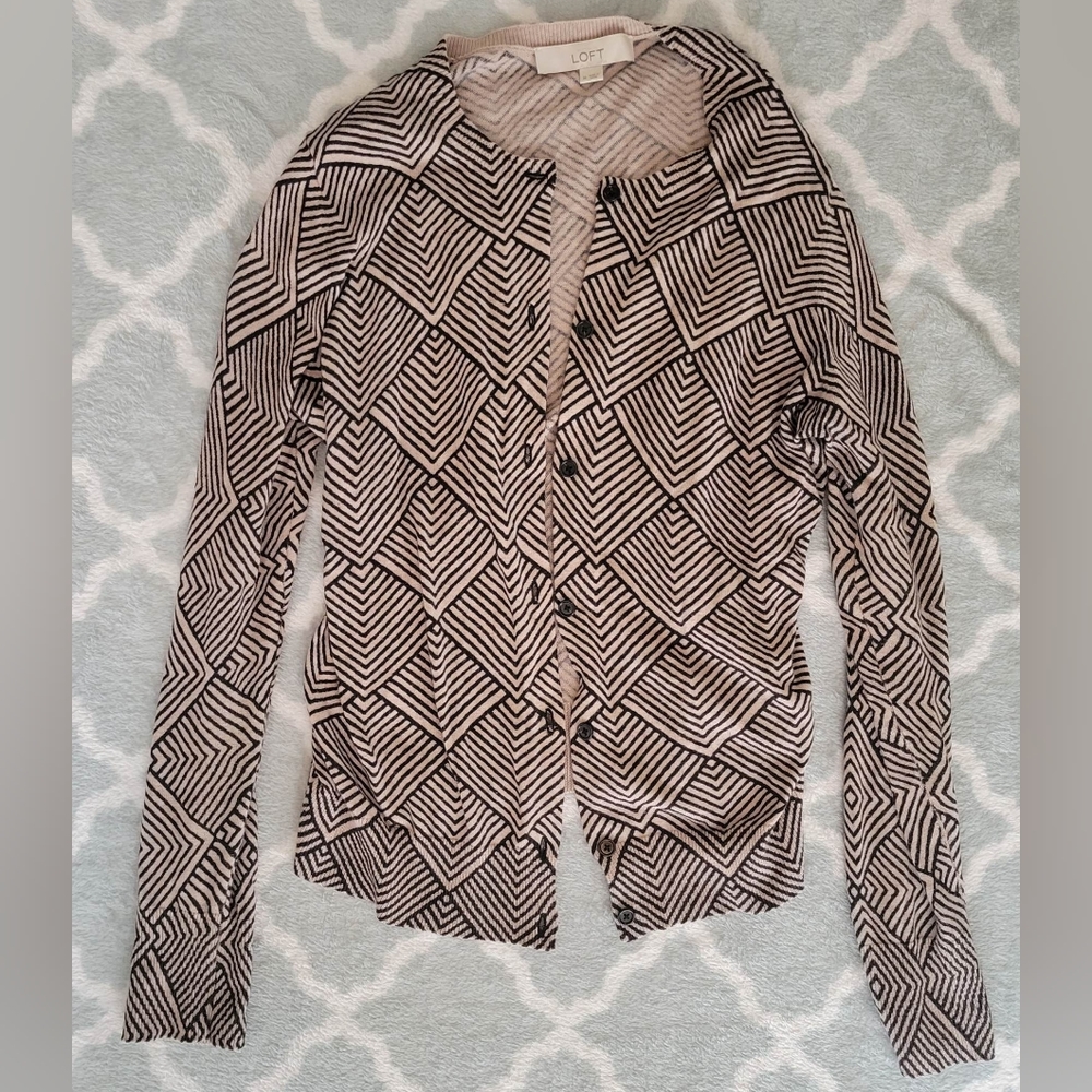 Loft black and tan cardigan, medium